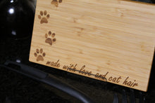 Load image into Gallery viewer, Cutting Board - Pawprint with Optional Made with Love & Cat Hair Message