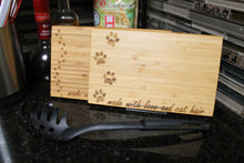 Load image into Gallery viewer, Cutting Board - Pawprint with Optional Made with Love & Cat Hair Message
