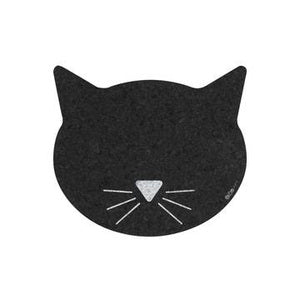 Pet Placemat - Recycled Rubber Black Cat Face