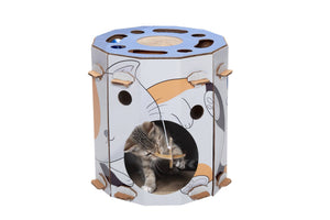 Corrugated Round House Scratcher with Catnip