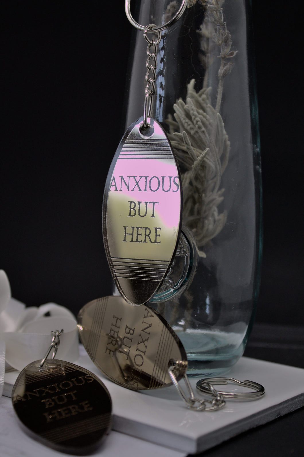 Anxious but Here Keychain