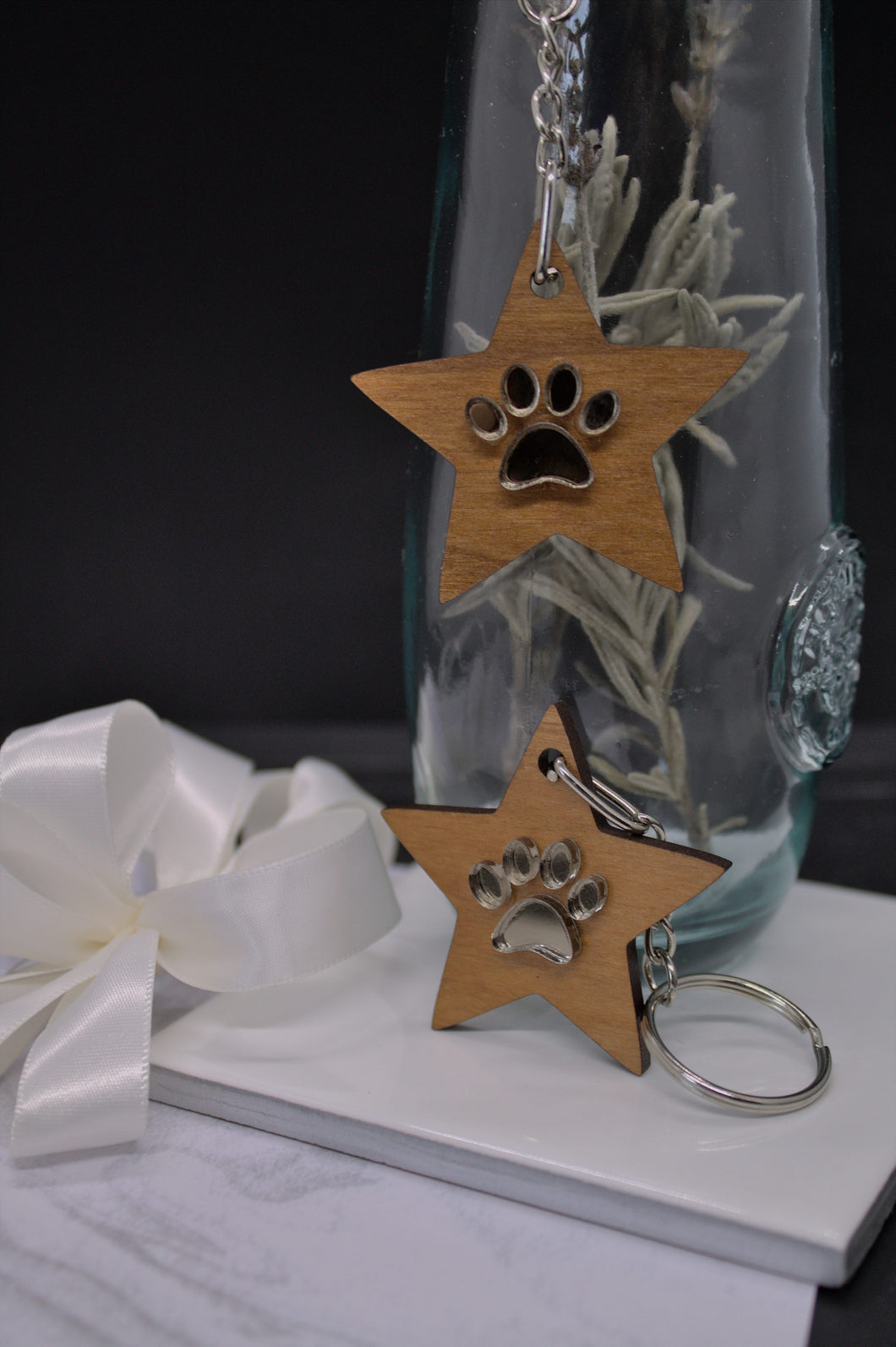 Pawprint Star Keychains