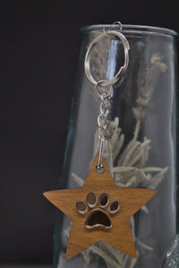 Pawprint Star Keychains