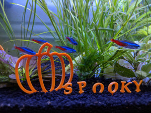 Fish Tank Deco - Orange Acrylic Pumpkin Outline