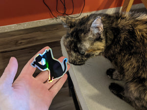Sticker - 3" holographic - Cat Drinking Wine